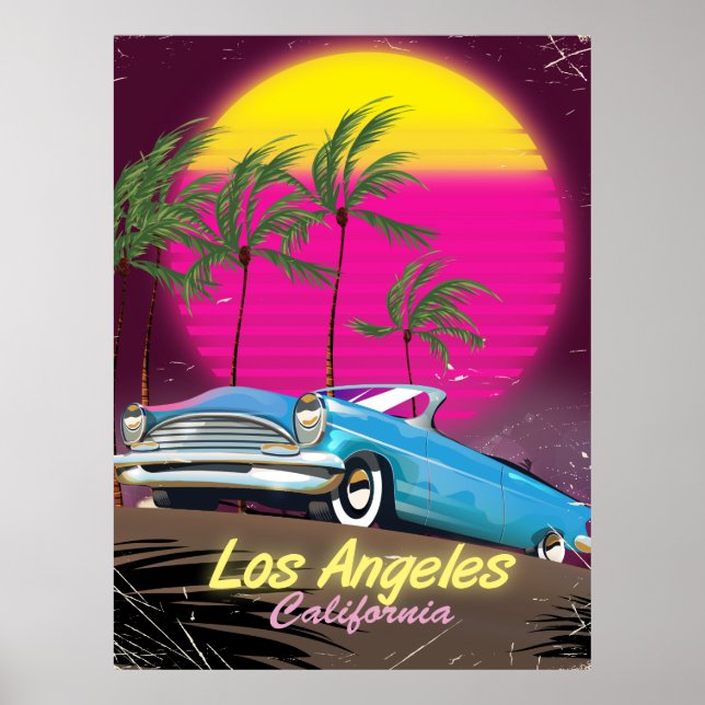 Impressão de viagem retrô de Los Angeles dos anos  (Frente)