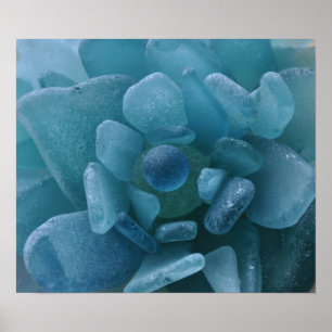 Impressão de vidro da flor do mar azul