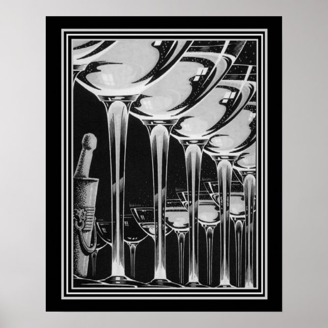 Impressão de Vidro de Champanhe Art Deco 16x20 (Frente)