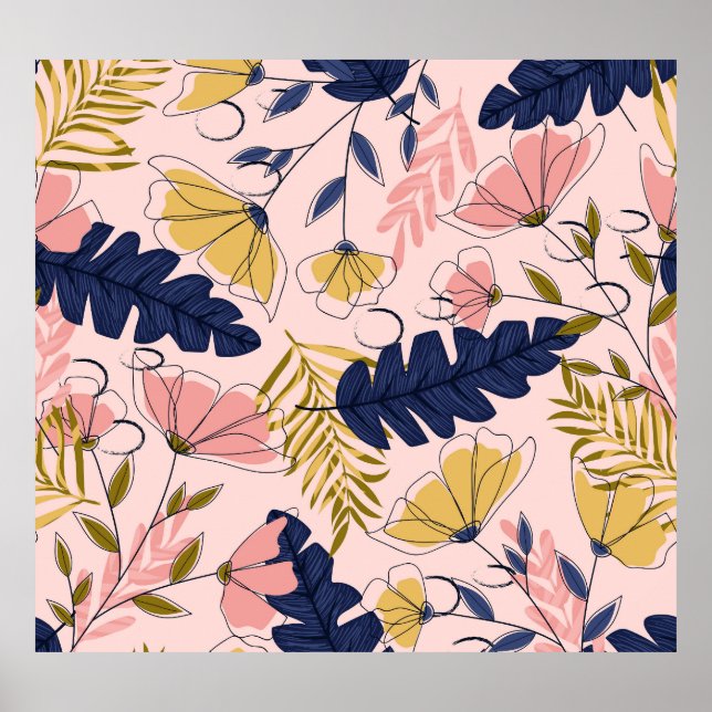 Impressão de Vintage das Folhas Tropicais (Frente)