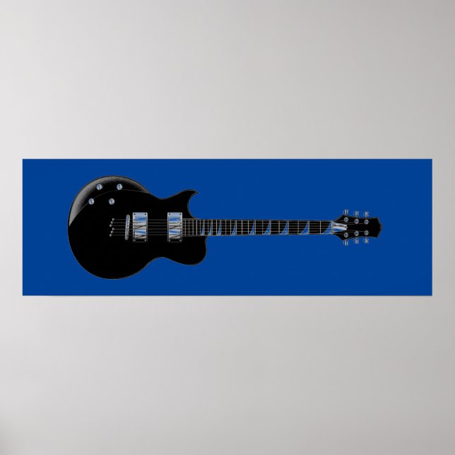 Impressão de Violão Elétrico de Pop Azul Preto (Frente)