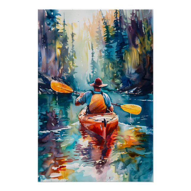 Impressão de Watercolor Kayak (Frente)