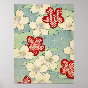 Impressão de Woodblock das flores do Dogwood