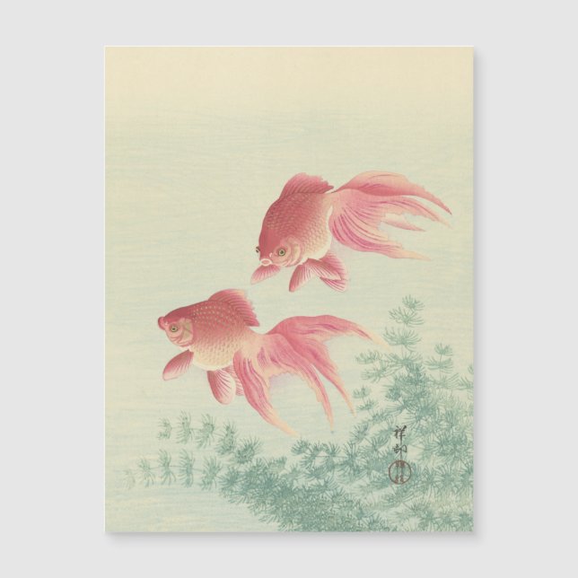 Impressão de Woodblock japonês de Goldfish Vintage (Frente)