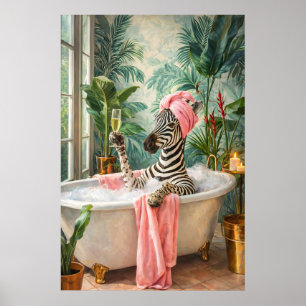 Impressão de Zebra Tomando Banho, Arte de Parede d
