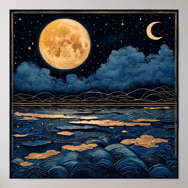 Impressão Decorativa de Reflexo do Céu Noturno com (Frente)
