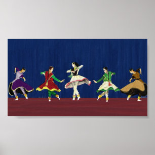 Impressão diminuto dos dançarinos de Kathak