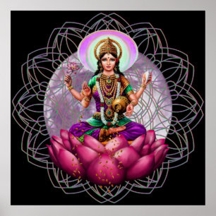 Impressão divino do poster de Sri Lakshmi/Laxmi