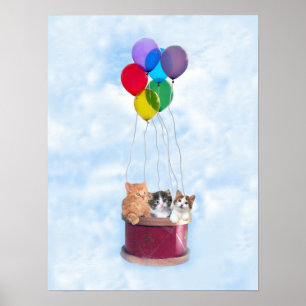 Impressão do balão de ar quente dos gatinhos