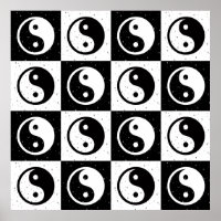 Impressão do bloco Zen Yin-yang, branco preto, mar