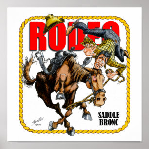 Impressão do cavaleiro do Bronc da sela do rodeio