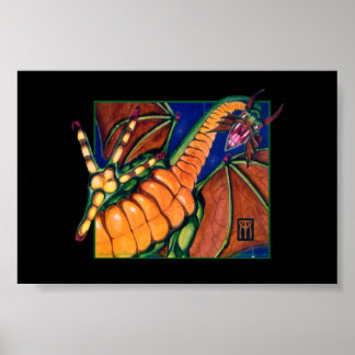 Impressão do Dragão Shivan do MtG a preto