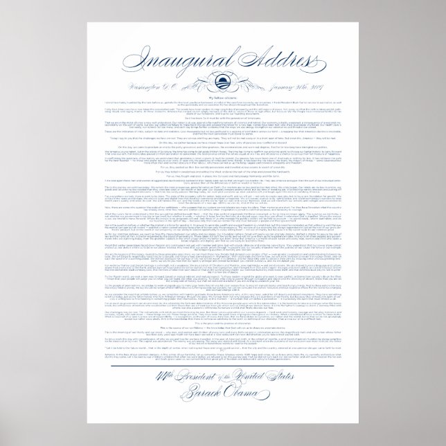 Impressão do Endereço Inaugural do Presidente Obam (Frente)