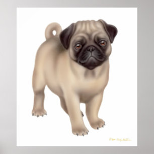 Impressão do filhote de cachorro do Pug