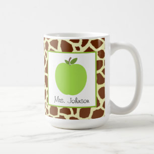 Impressão do girafa de Apple do verde da caneca do