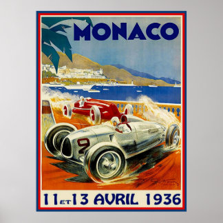 IMPRESSÃO do Grande Prêmio do MONACO Vintage 1936