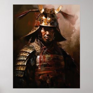 Impressão do Guerreiro Samurai Japonês