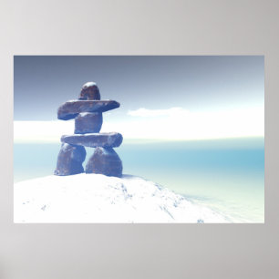 Impressão do inukshuk do inverno