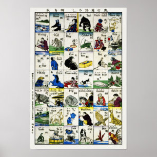 Impressão do japonês do vintage: Palavras