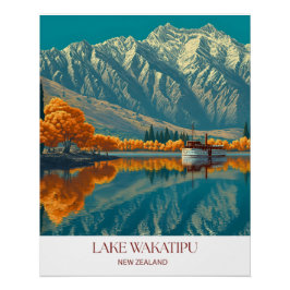 Impressão do Lago Wakatipu | Arte de Parede da Nov