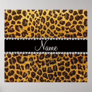 Impressão do leopardo amarelo com nome personaliz