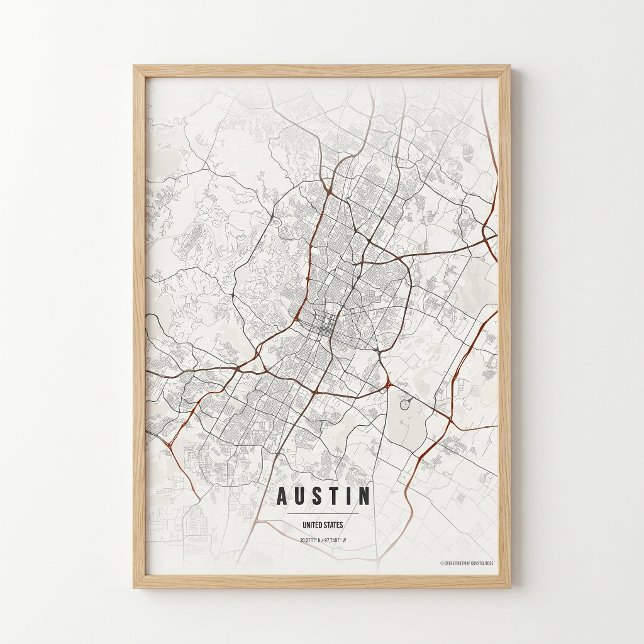 Impressão do Mapa de Austin Texas Cartaz de Cidade (Criador carregado)