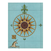 Impressão do mapa de bandeira do unicórnio da velh