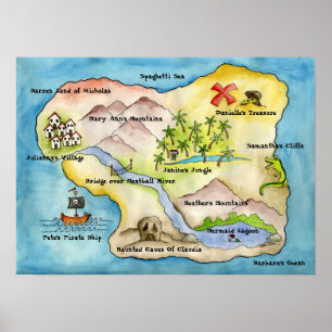 Impressão do mapa do pirata - pequeno