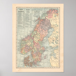 Impressão do mapa do vintage 1923 de Noruega