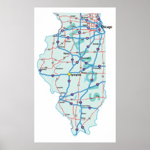 Impressão do Mapa Interestadual de Illinois