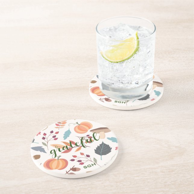 Impressão do outono moderno - Porta copos redonda  (Lateral)