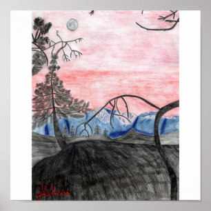 Impressão do por do sol da floresta por Julia