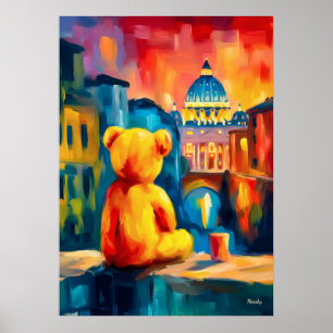 Impressão do pôr do sol da silhueta de Roma Teddy