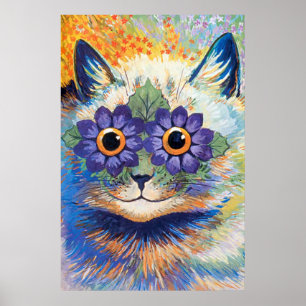 Impressão do poster da arte do gato de flower