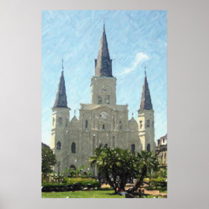Impressão do poster da catedral de Nova Orleães