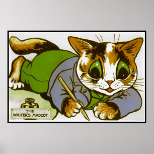 Impressão do poster da mascote do escritor do gat