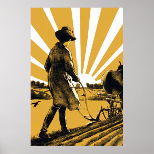 Impressão do poster da menina do arado do vintage