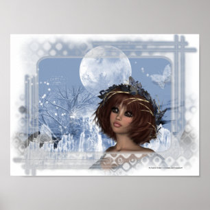 Impressão do poster da mulher da fantasia da lua