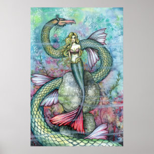 Impressão do poster da serpente da sereia por