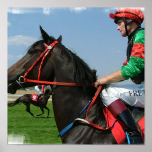 Impressão do poster do cavalo e do jóquei