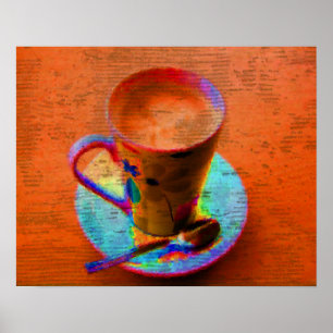 Impressão do poster do copo de café do pop art