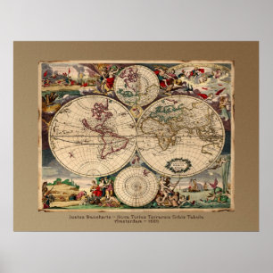 Impressão do poster do mapa de Velho Mundo de