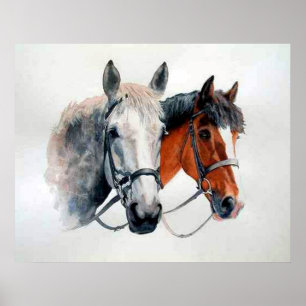 Impressão do poster do retrato dos cavalos do