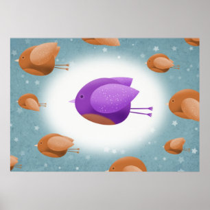 Impressão do poster dos pássaros em vôo -