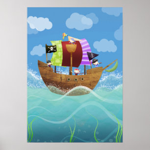 Impressão do poster dos piratas ahoy