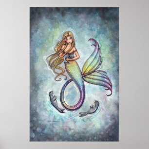 Impressão do poster dos selos de bebê da sereia