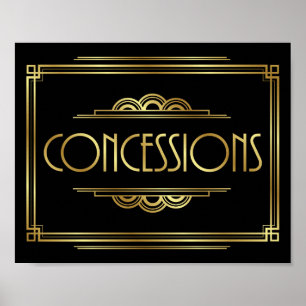 Impressão do sinal das CONCESSÕES do art deco de