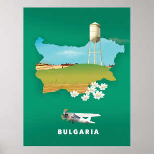 Impressão do viagem do mapa de Bulgária