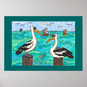 Impressão dos pelicanos