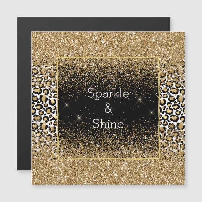 Impressão Dourada de Leopardo Preto (Frente/Verso)